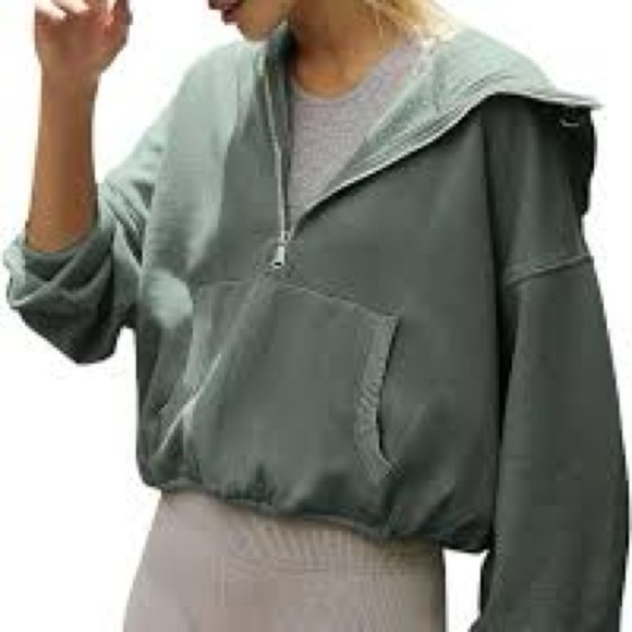 Free People movement sweatshirt light green 3/4 zip - Picture 1 of 8